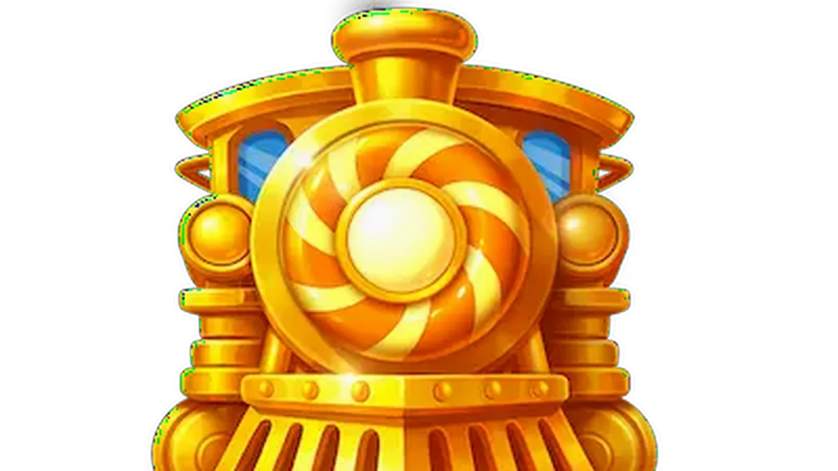 Tampilan visual slot Jelly Express dengan tema permen dan kereta api