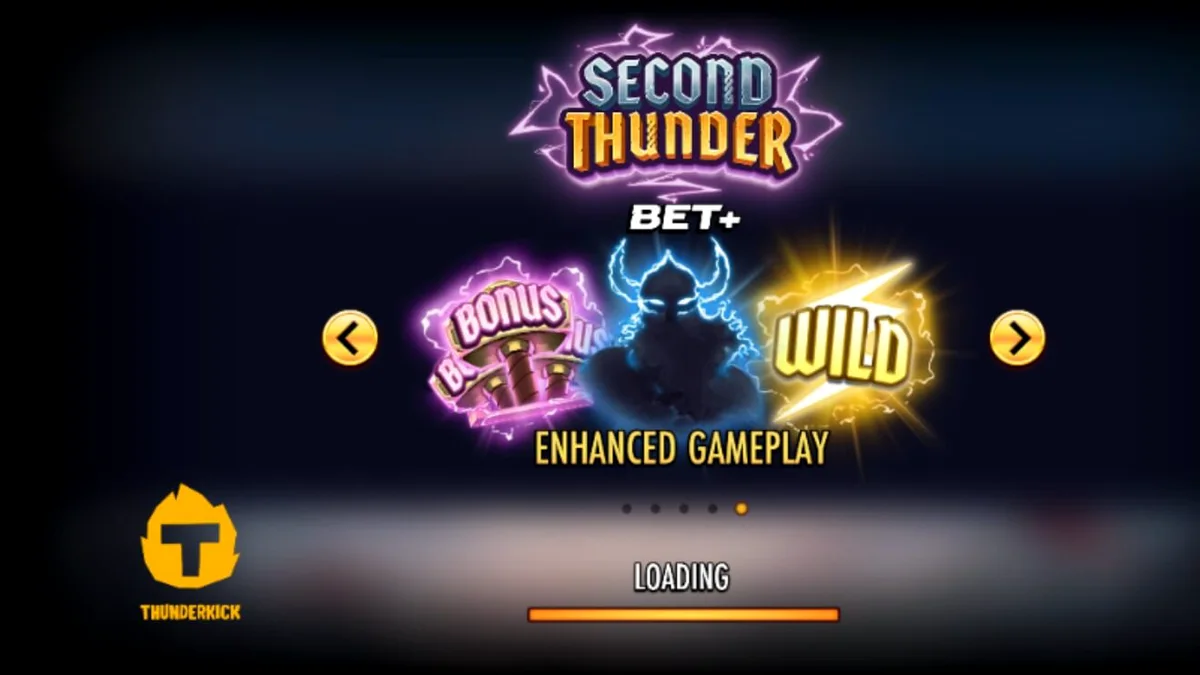 Pemandangan atmosferik dari slot Second Thunder dengan latar belakang medan perang bersalju
