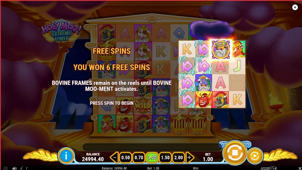 Karakter dewa sapi dalam slot Holy Moo! Extreme Power